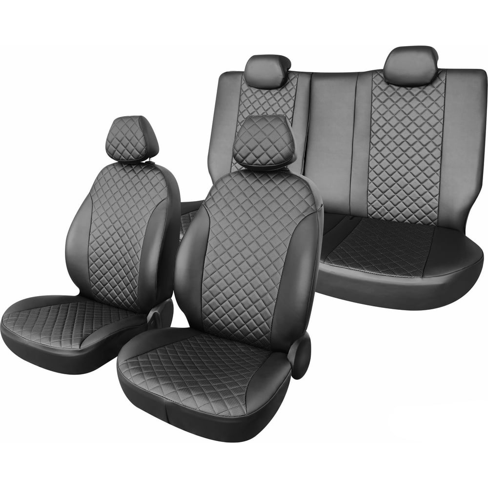 Изображение товара Чехлы на сиденья DEFLY Nissan Primera P12 2001-2005 экокожа черные универсальные