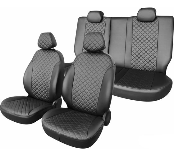 Изображение товара Чехлы на сиденья DEFLY Nissan Primera (P12), 2001-2005, правый руль, универсал, экокожа черная Nis14-2K