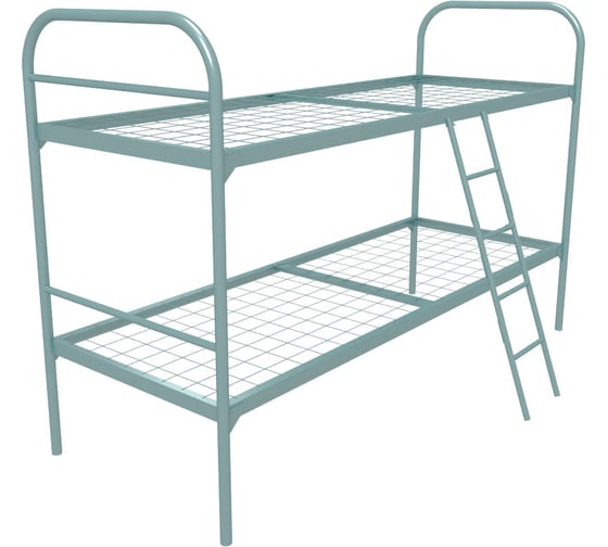Изображение товара Кровать металлическая двухъярусная "Бюджет +" (700x1900, сетка 100x100, 1 перемычка) с лестницей SAMGRUPP КД-Э-УС1 700х1900 (100х100) Л