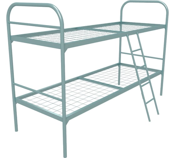 Изображение товара Кровать металлическая двухъярусная "Эконом" (800x1900, сетка 100x50, 1 усиление, 1 перемычка) с лестницей SAMGRUPP КД-Э1-УС1 800х1900 (100х50) Л