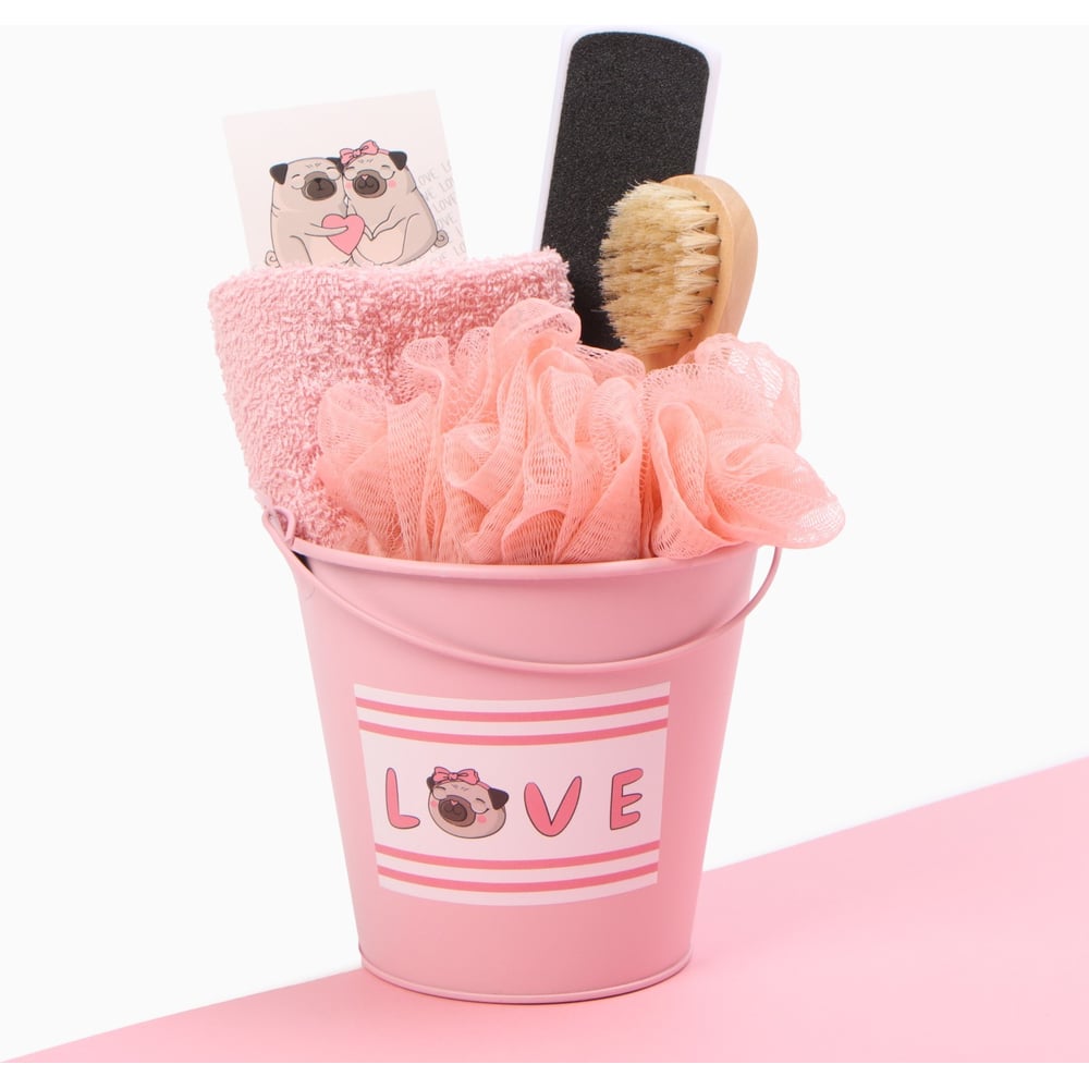 Изображение товара Подарочный набор Этель Love полотенце и аксесуаров женский, розовый