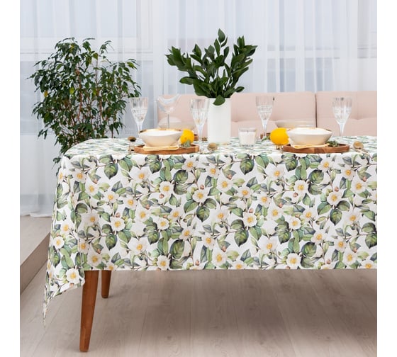 Изображение товара Скатерть Этель Сamellia 149x110 см, 100% хл, саржа 190 г/м2 7560431