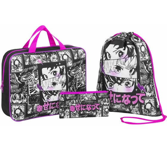 Изображение товара Папка на молнии с ручками А4, мешок д/обуви 42x33см, пенал 20x10см,Anime movie НАБОР , BRAUBERG 272101