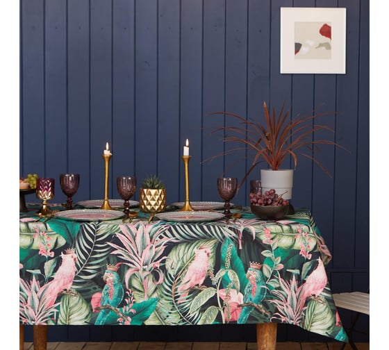 Изображение товара Скатерть Этель Tropical parrots 149x180см, 100% хл, саржа 190 г/м2 5376686