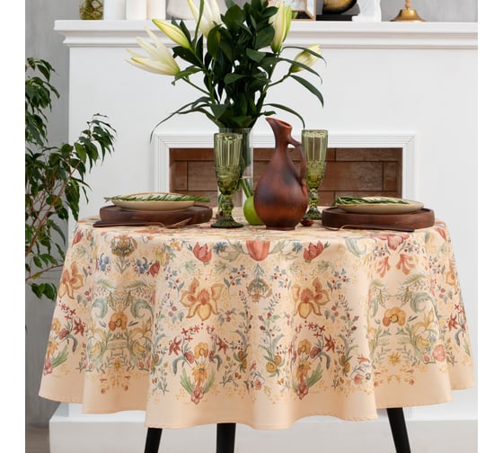 Изображение товара Скатерть Этель Floral pattern d=148 см, 100% хл, саржа 190 гр/м2 7587307