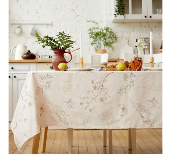 Изображение товара Скатерть Этель Flower herbarium 146x220 см, 100% хл, репс 210г/м2 10283414