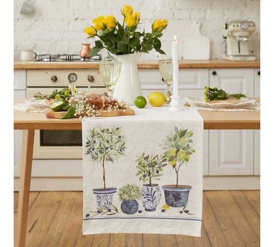 Изображение товара Дорожка на стол Этель Olives 40x149 см, 100% хл, репс 220 г/м2 10226814