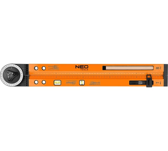 Изображение товара Разводной угломер с уровнем NEO Tools 2 глазка, простой карандаш 72-225