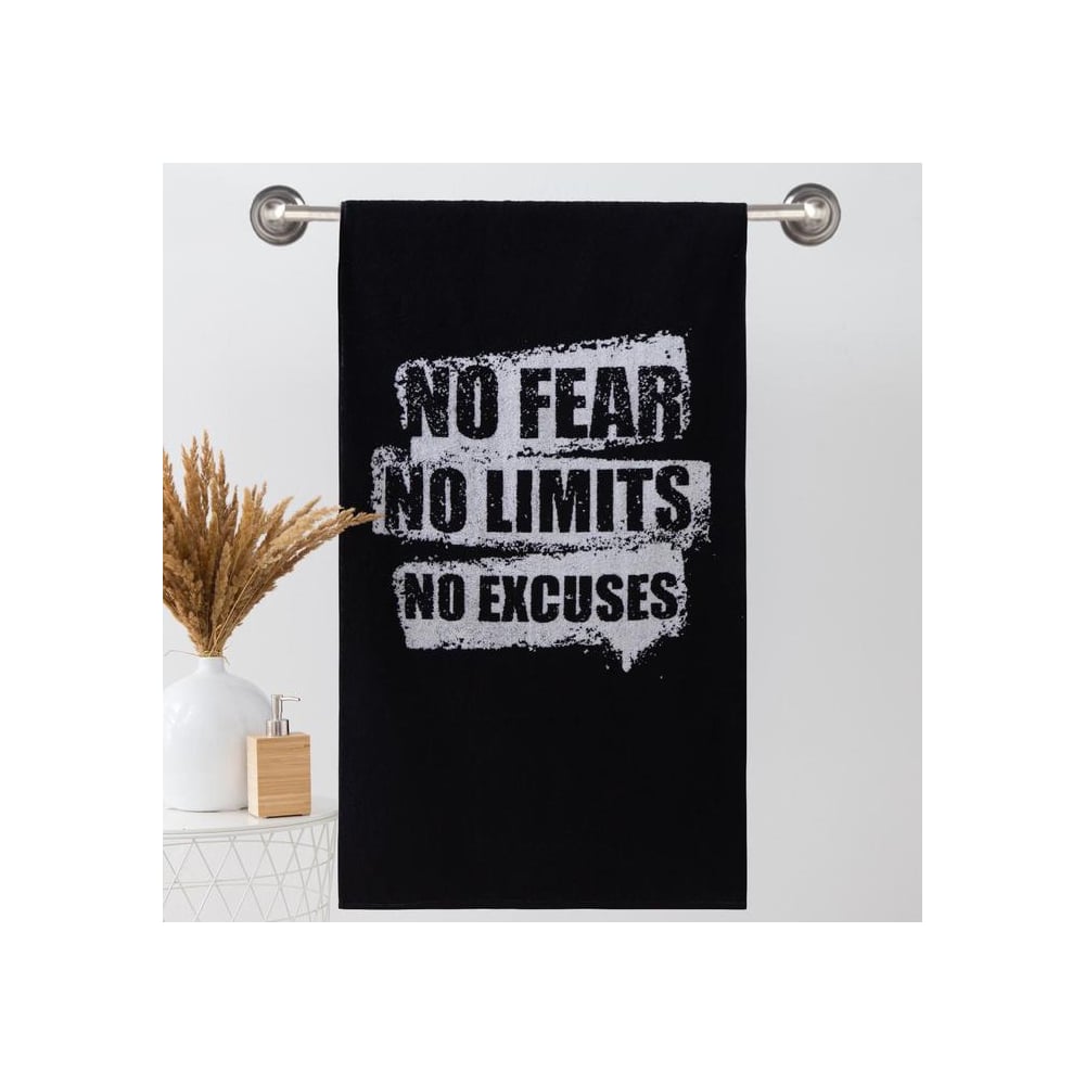 Изображение товара Полотенце махровое Этель ЧБ No fear No limits 70х130 см, 100% хл, 420 гр/м2 5031625