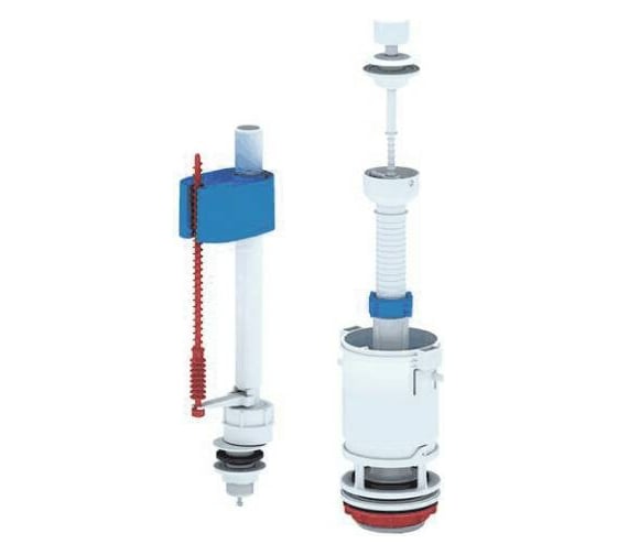 Изображение товара Арматура для бачка АНИ Пласт набор, нижнее подключения, белый шток, 1 режим эконом WC4550 023-2650