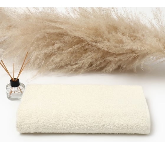 Изображение товара Полотенце махровое Экономь и Я 100х150 см, цвет молочный, 100% хлопок, 350 гр/м2 9272964