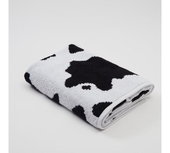 Изображение товара Полотенце махровое Этель ЧБ Корова 70х130 см, 100% хл, 420 гр/м2 5031620