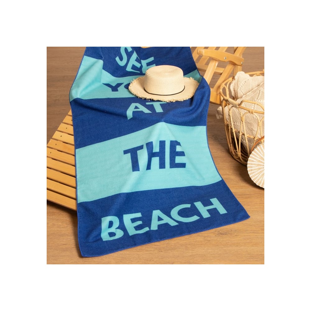 Изображение товара Пляжное полотенце Этель See you 70х140 см, полиэстер, синий, легкое и мягкое
