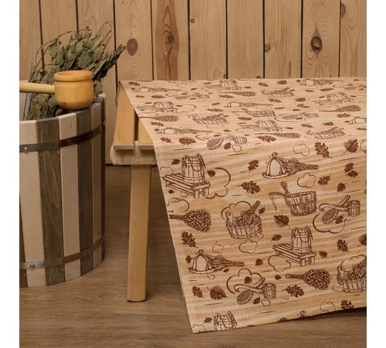 Изображение товара Простыня для бани Этель Банька 150x180 см, 100% хл, вафельное полотно 1346678