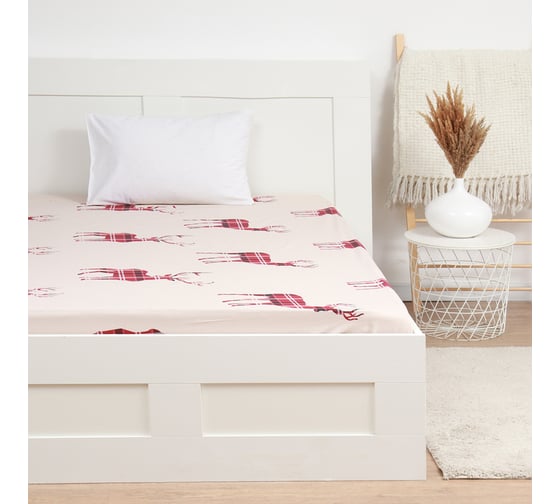 Изображение товара Простыня на резинке Этель Scottish deer 160х200х25, 100% хлопок, поплин 125г/м2 10385155