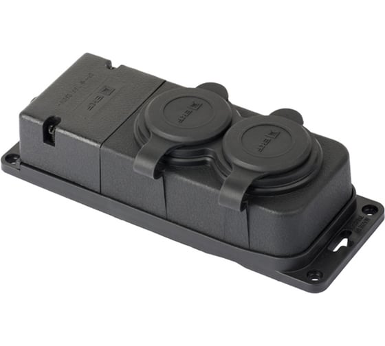 Изображение товара Двухместная розетка с защитными крышками EKF каучуковая, 230В, 2P+PE, 16A, IP44, PRO RPS-018-16-230-44-r