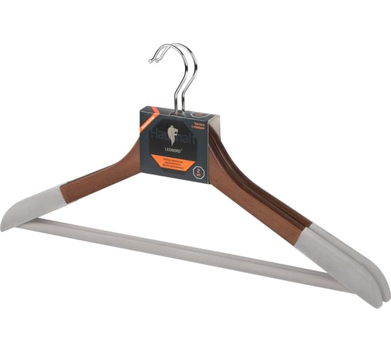 Изображение товара Набор вешалок деревянных Leonord флокированных, цвет темно-коричневый, 2 шт 107908