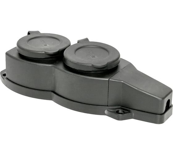 Изображение товара Двухместная розетка с защитными крышками EKF каучуковая, 230В, 2P+PE, 16A, IP44 RPS-018-16-230-44