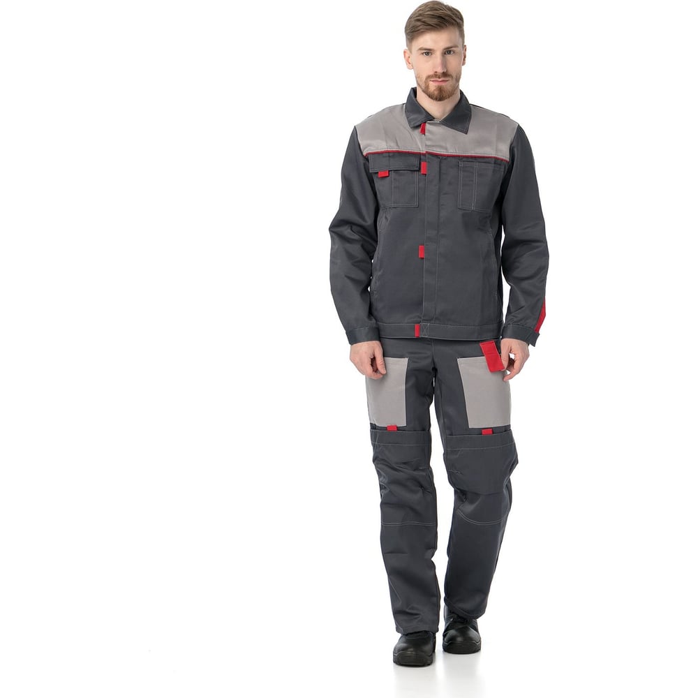 Изображение товара Костюм ИВАРУС Ф-1 мужской куртка + брюки рост 158-164 см темно-серый/красный