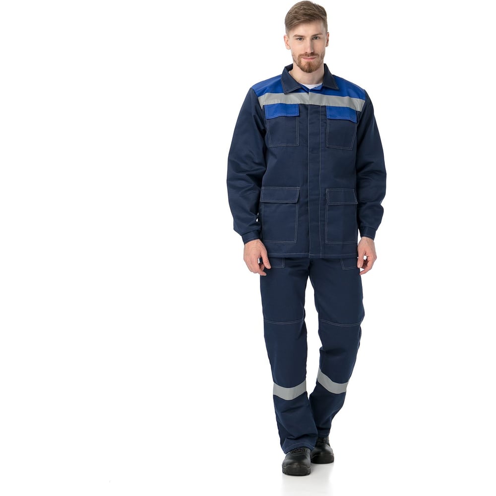 Изображение товара Мужской костюм ИВАРУС И2 куртка и брюки размер 52-54 темно-синий с световозвращающей полосой