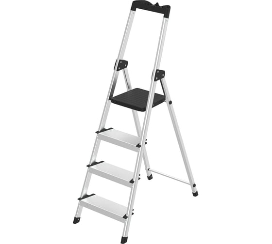 Изображение товара Стремянка алюминиевая Zalger 4 ступени, с лотком, 12 см ступенька 211-4