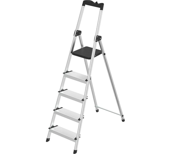 Изображение товара Стремянка алюминиевая Zalger 5 ступеней, с лотком, 12 см ступенька 211-5