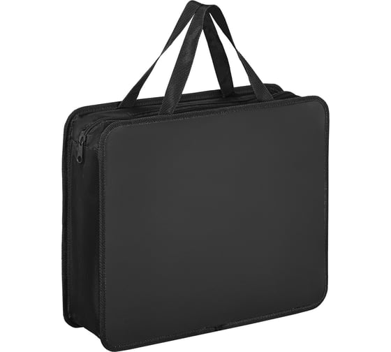 Изображение товара Папка Пифагор на молнии с ручками, А4, пластик, молния сверху, однотонная черная, 272110