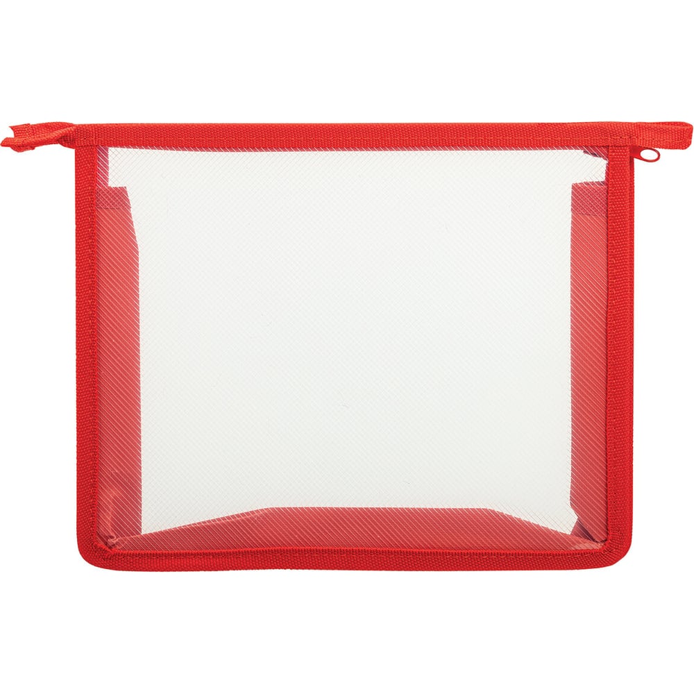 Изображение товара Папка Пифагор для тетрадей А5 пластиковая с молнией прозрачная красная