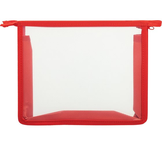 Изображение товара Папка Пифагор для тетрадей А5, пластик, молния сверху, прозрачная, красный, 272114