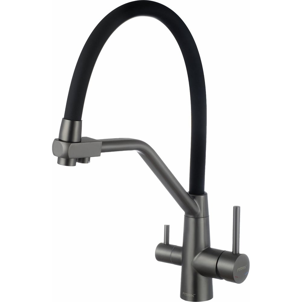 Изображение товара Смеситель для кухонной мойки Fmark FS0662-Q01, однорычажный, нержавеющая сталь, черный грифит