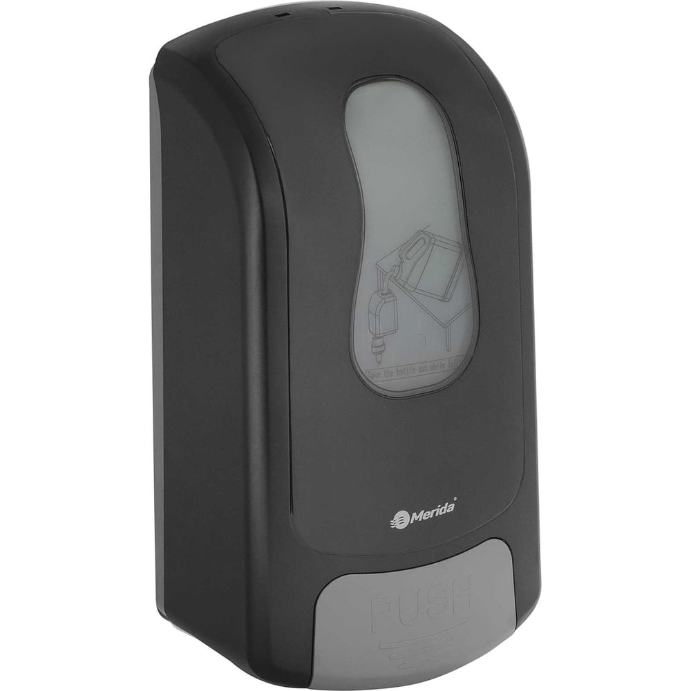 Изображение товара Дозатор для жидкого мыла Merida ONE пластиковый, механический, наливной, черный, 1 л DEC001