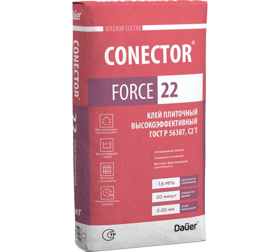 Изображение товара Клей плиточный Dauer CONECTOR FORCE 22 высокоэффективный, 25 кг 33083