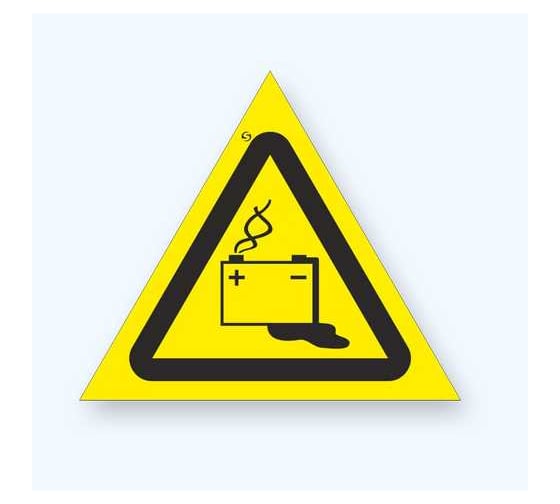 Изображение товара Знак W20 "Осторожно. Аккумуляторные батареи" Стандарт Знак 200 мм, пленка ПП 00-00029236