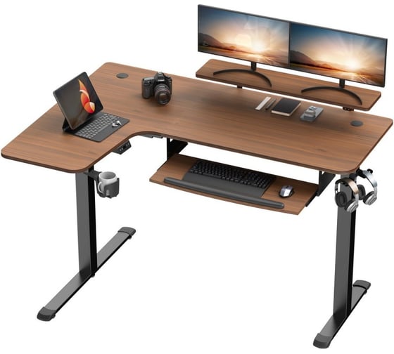 Изображение товара Стол для компьютера Eureka угловой левый c электрической регулировкой по высоте ERK-L60L-WN ERK-L60L-WN-V1