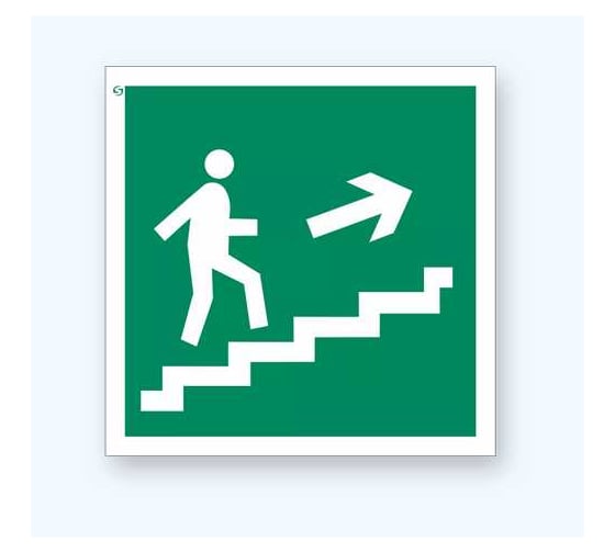 Изображение товара Знак Стандарт Е15 "Направление к эвакуационному выходу по лестнице вверх" 00-00024406 (200x200 мм, пленка ПП, правосторонний)