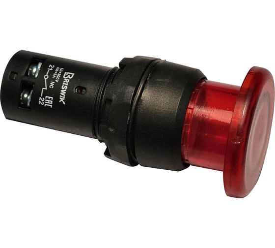 Изображение товара Выключатель Briswik КМЕ 2101м -Л 220В красный 0но+1нз Гриб-моноблок IP40 с Индикацией XB7AW742M2.BR