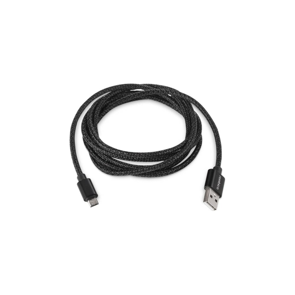 фото Кабель usb rombica micro usb, текстиль, 2м, черный, digital ab-04