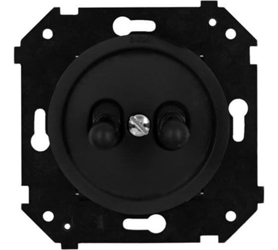 Изображение товара Выключатель 2-клавишный проходной Bironi (скрытый монтаж), пластик, цвет Черный матовый (тумблерный) B3-232-23M