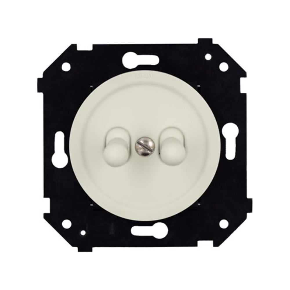 Изображение товара Выключатель 2-клавишный проходной Bironi (скрытый монтаж), пластик, цвет Слоновая кость матовый (тумблерный) B3-232-211M