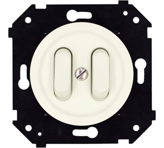 Изображение товара Выключатель 2-клавишный Bironi (скрытый монтаж), пластик, цвет Слоновая кость матовый (клавишный) B3-222-211M