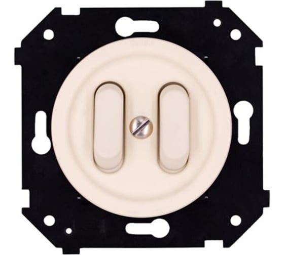 Изображение товара Выключатель 2-клавишный Bironi (скрытый монтаж), пластик, цвет Песочное золото матовый (клавишный) B3-222-24M