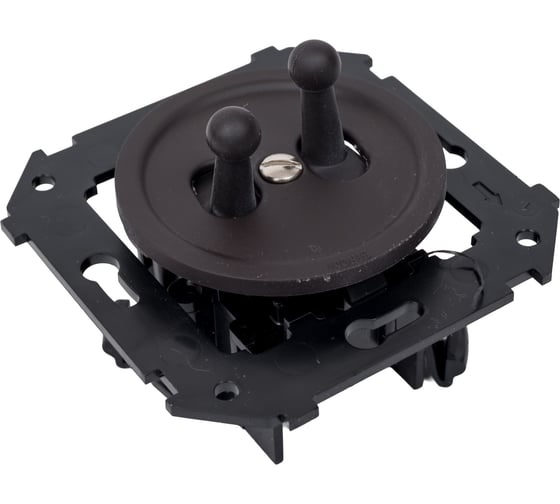 Изображение товара Выключатель 2-клавишный проходной Bironi (скрытый монтаж), пластик, цвет Коричневый матовый (тумблерный) B3-232-22M