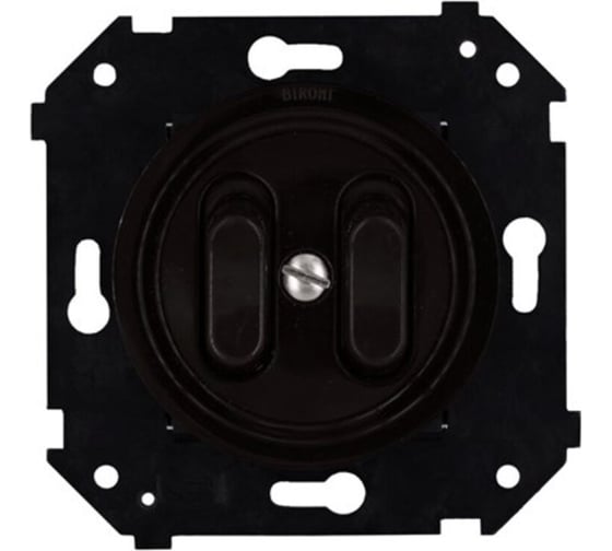 Изображение товара Выключатель 2-клавишный Bironi (скрытый монтаж), пластик, цвет Коричневый матовый (клавишный) B3-222-22M