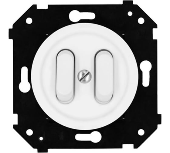 Изображение товара Выключатель 2-клавишный Bironi (скрытый монтаж), пластик, цвет Белый матовый (клавишный) B3-222-21M