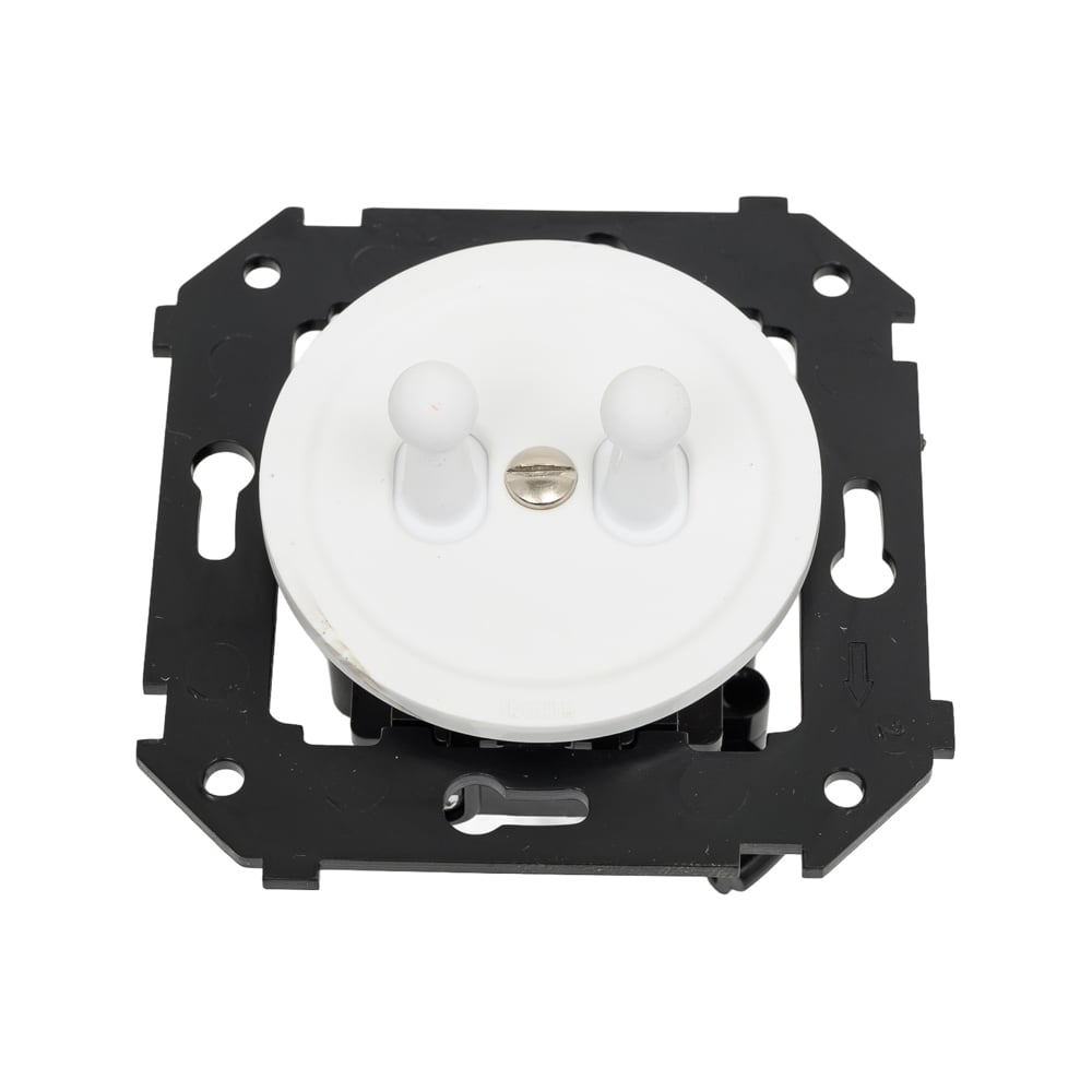 Изображение товара Выключатель 2-клавишный проходной Bironi скрытый монтаж белый матовый B3-232-21M