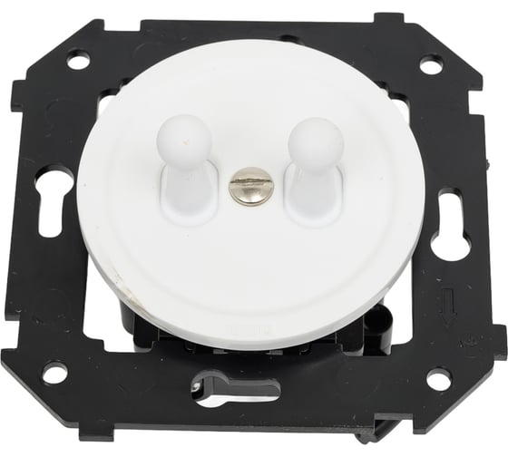 Изображение товара Выключатель 2-клавишный проходной Bironi (скрытый монтаж), пластик, цвет Белый матовый (тумблерный) B3-232-21M