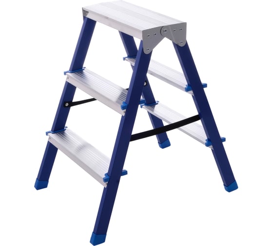 Изображение товара Стремянка STAIRS стальная двухсторонняя с алюминиевыми ступенями ЛАЙТ 03 ступени CST203