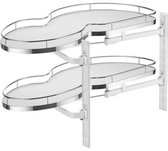 Изображение товара Механизм GTV выкатной для кухни в модуль 900 мм, с доводчиком, белый, правый (плоский прут) KN-9-RCO