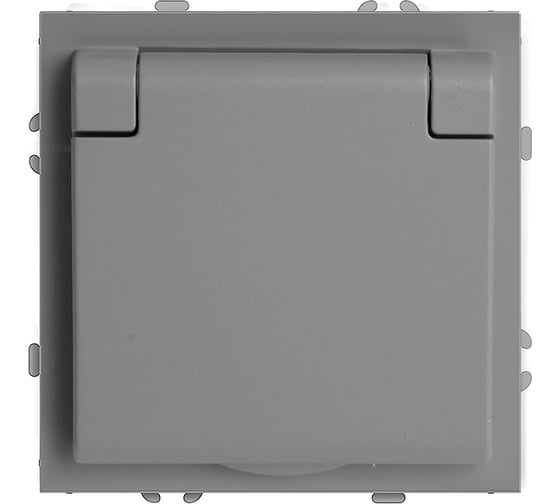 Изображение товара Розетка 1-местная STEKKER с крышкой с защ. штор, б/з, 250В, 16А, серия Эмили, RST16-5113-10, платиново-серый, soft touch, 49956