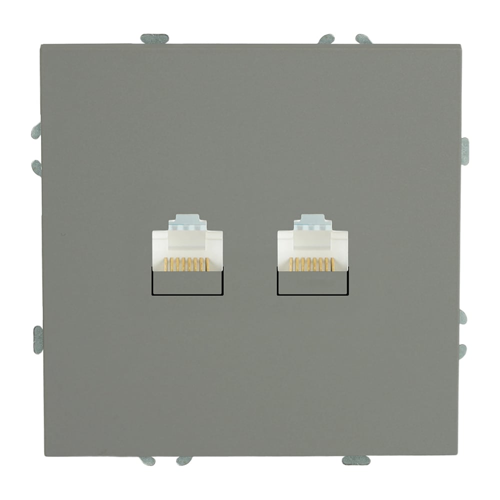 Изображение товара Розетка компьютерная STEKKER 2-местная RJ-45 серия Эмили платиново-серый